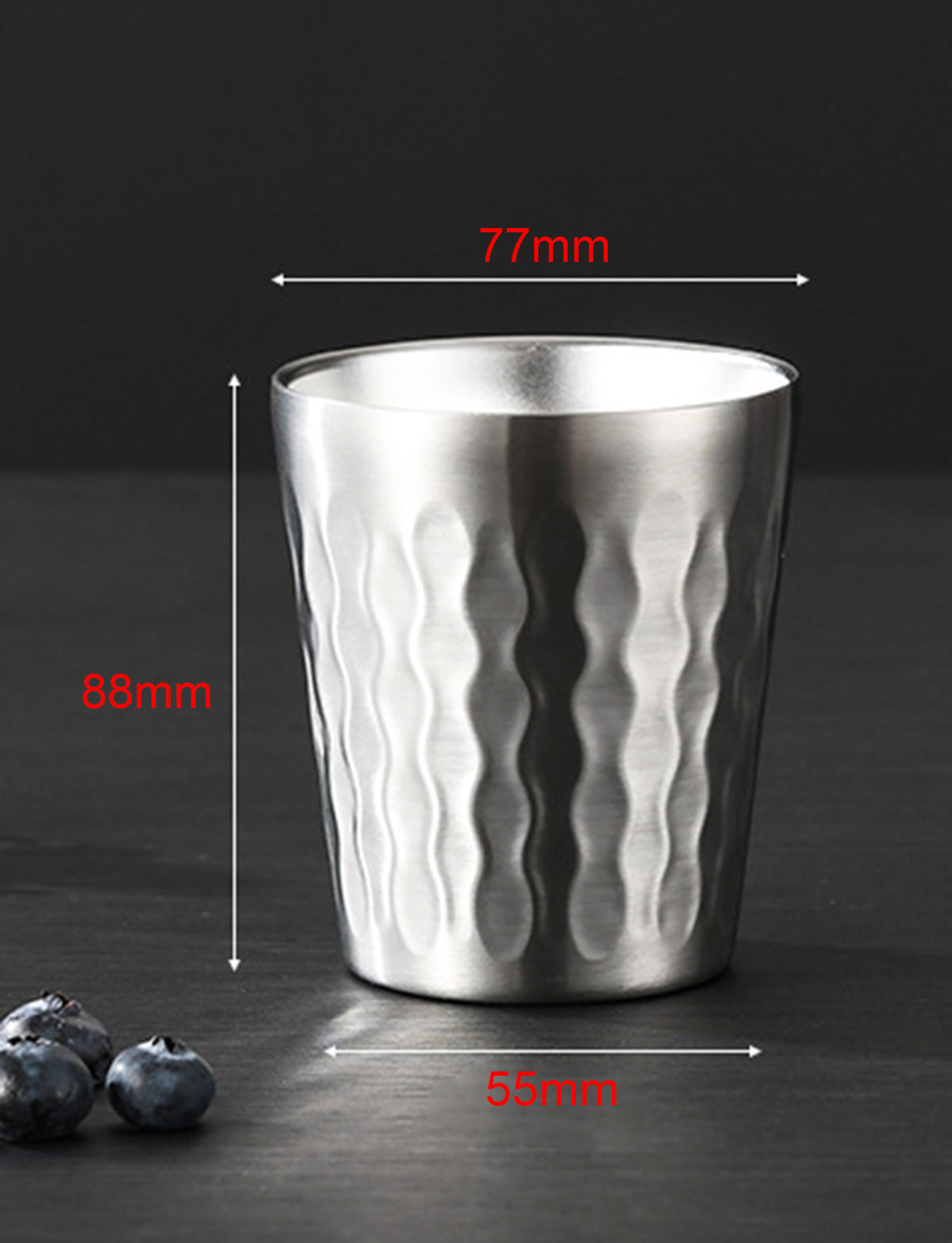 9oz Stainless Steel Double Wall Malleolar Stria Beer Cup