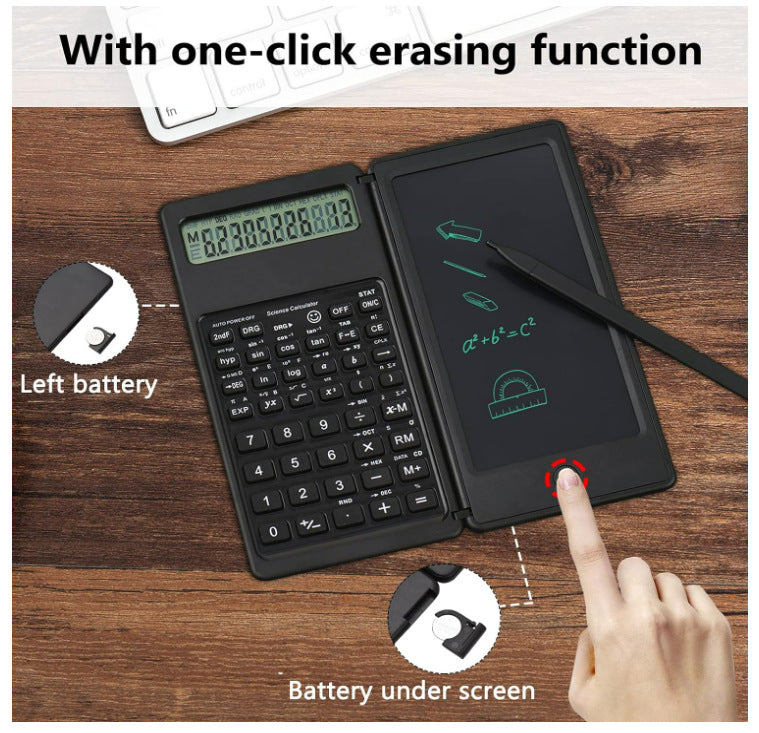 3" 1 Intelligent Folding Portable Scientific Function Calculator with LCD Writing Notepad