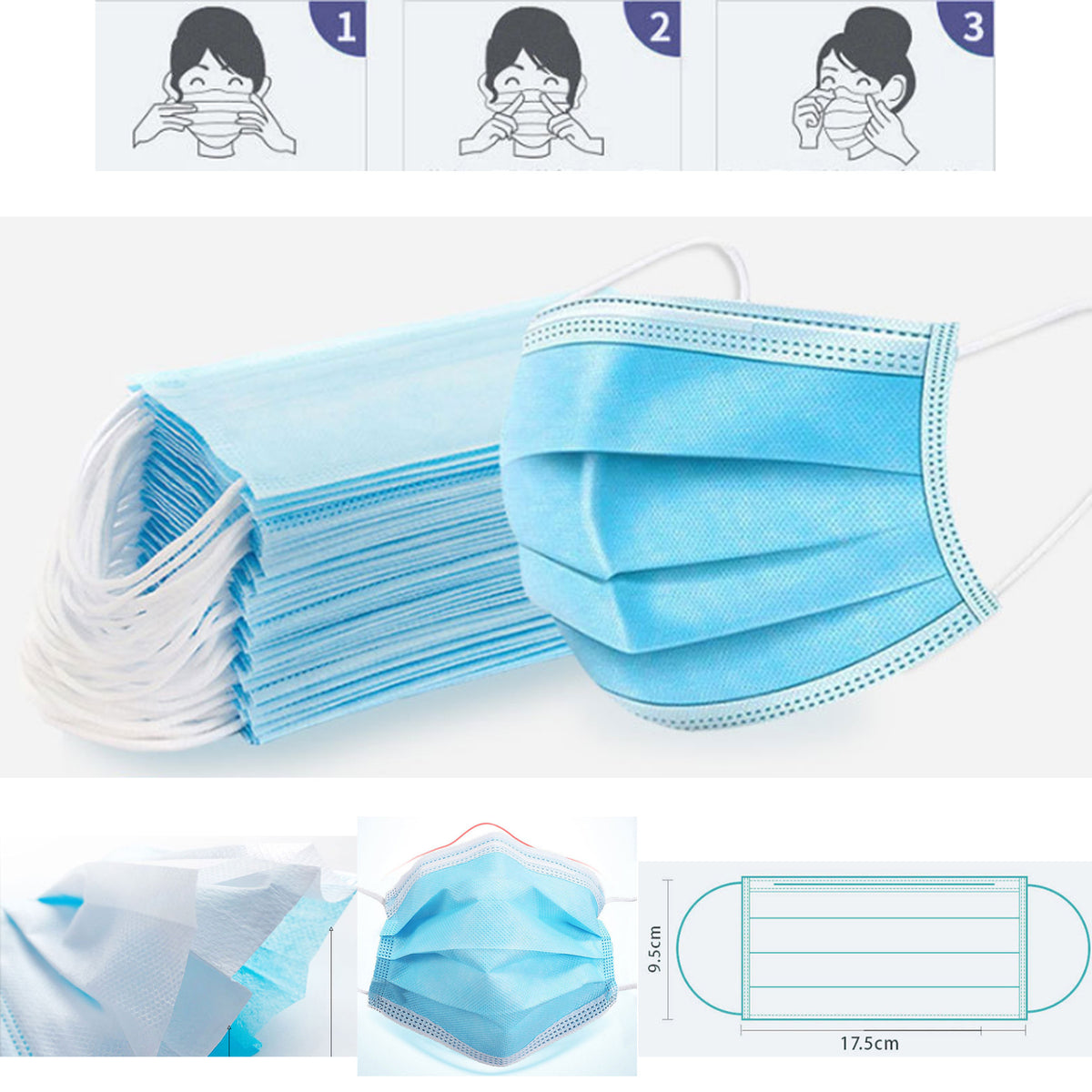 Disposable 3 Ply Face Mask for General Use