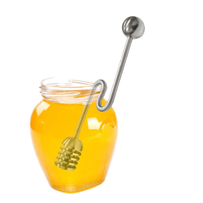 Curve Shaped Honey Dipper 304 Stainless Steel Syrup Dipper Honey Stick Stirrer for Honey Pot Jar