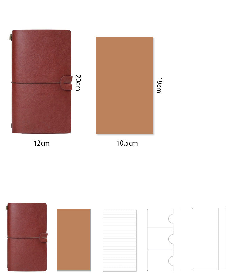 A6 PU Leather Journal Daily Notebook Daybook With Clear Card Slots And Zippered Bag
