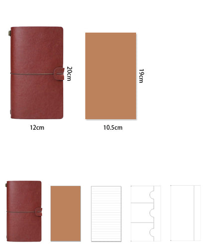 A6 PU Leather Journal Daily Notebook Daybook With Clear Card Slots And Zippered Bag