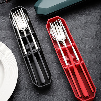 304 Stainless Steel Portable Travel Utensils Set Camping Tableware Set with Case Phone Holder