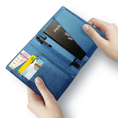 Saffiano Texture Passport Holder PU Leather Passport Wallet Travel Wallet