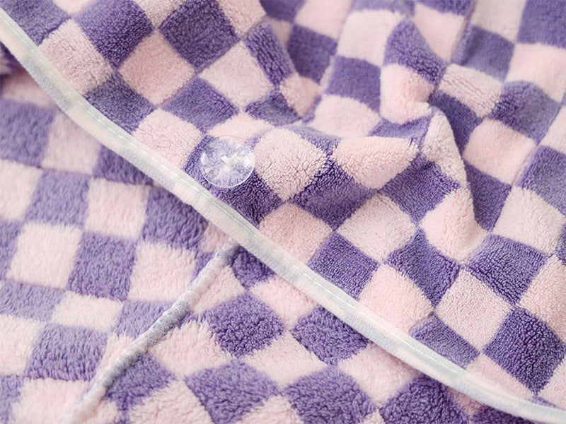 Microfiber Checkerboard Plaid Hair Towel Warp Hair Shower Cap Quick Dry Hair Turban with Button