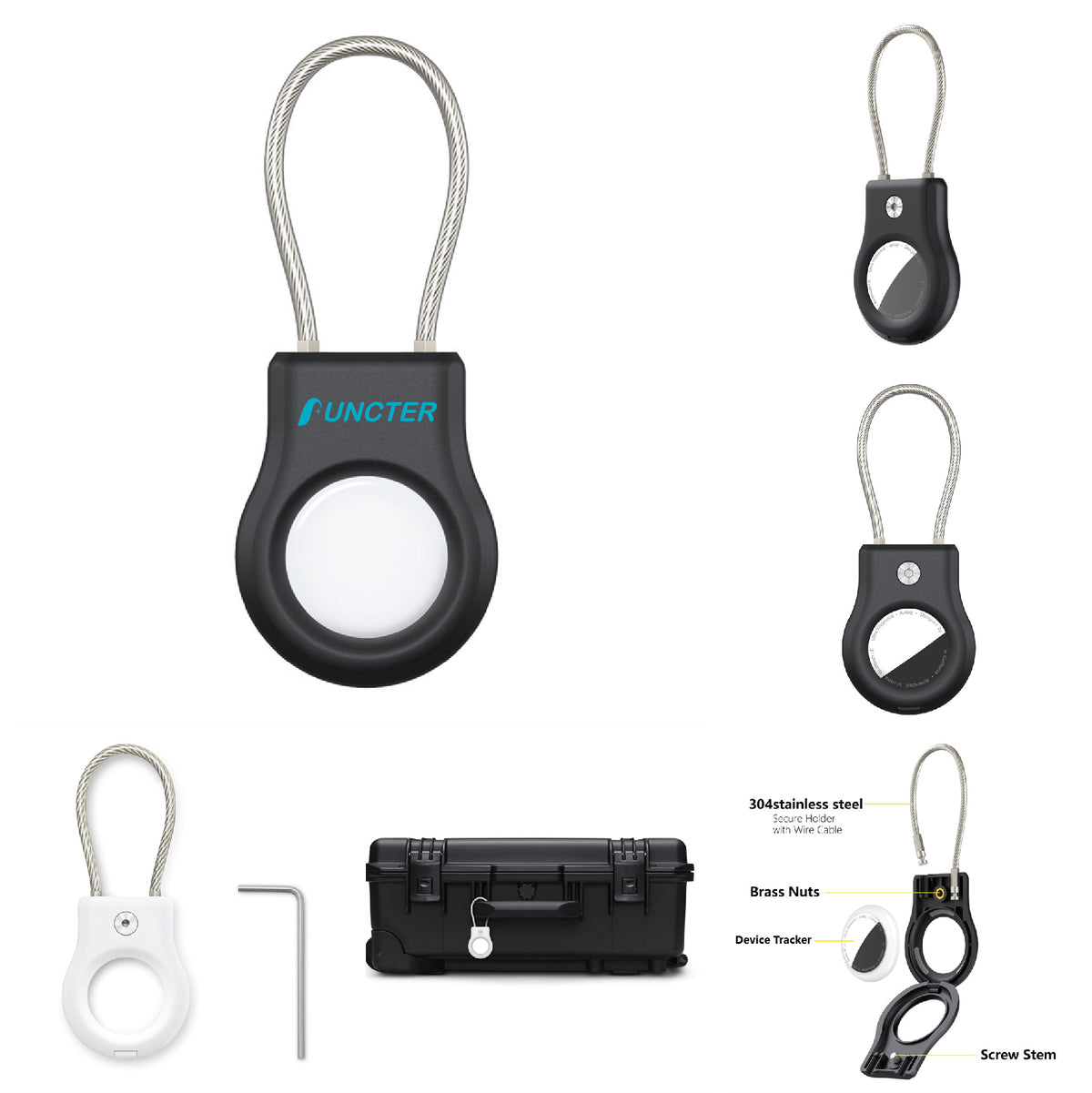 Lock Case with Wire Cable Anti-Lost Protective Case with Keyring for Luggage, Key, Backpack