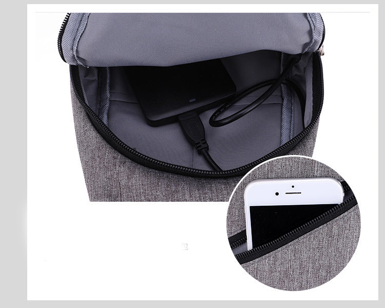 Men's Oxford Sling Bag Chest Shoulder Backpack Crossbody Bag W/USB Charging Port