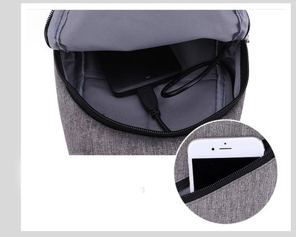 Men's Oxford Sling Bag Chest Shoulder Backpack Crossbody Bag W/USB Charging Port