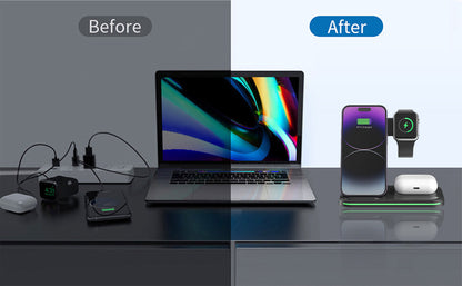 Magnetic 3" 1 Wireless Charging Station Wireless Charging Pad Travel Charger For Multiple Devices