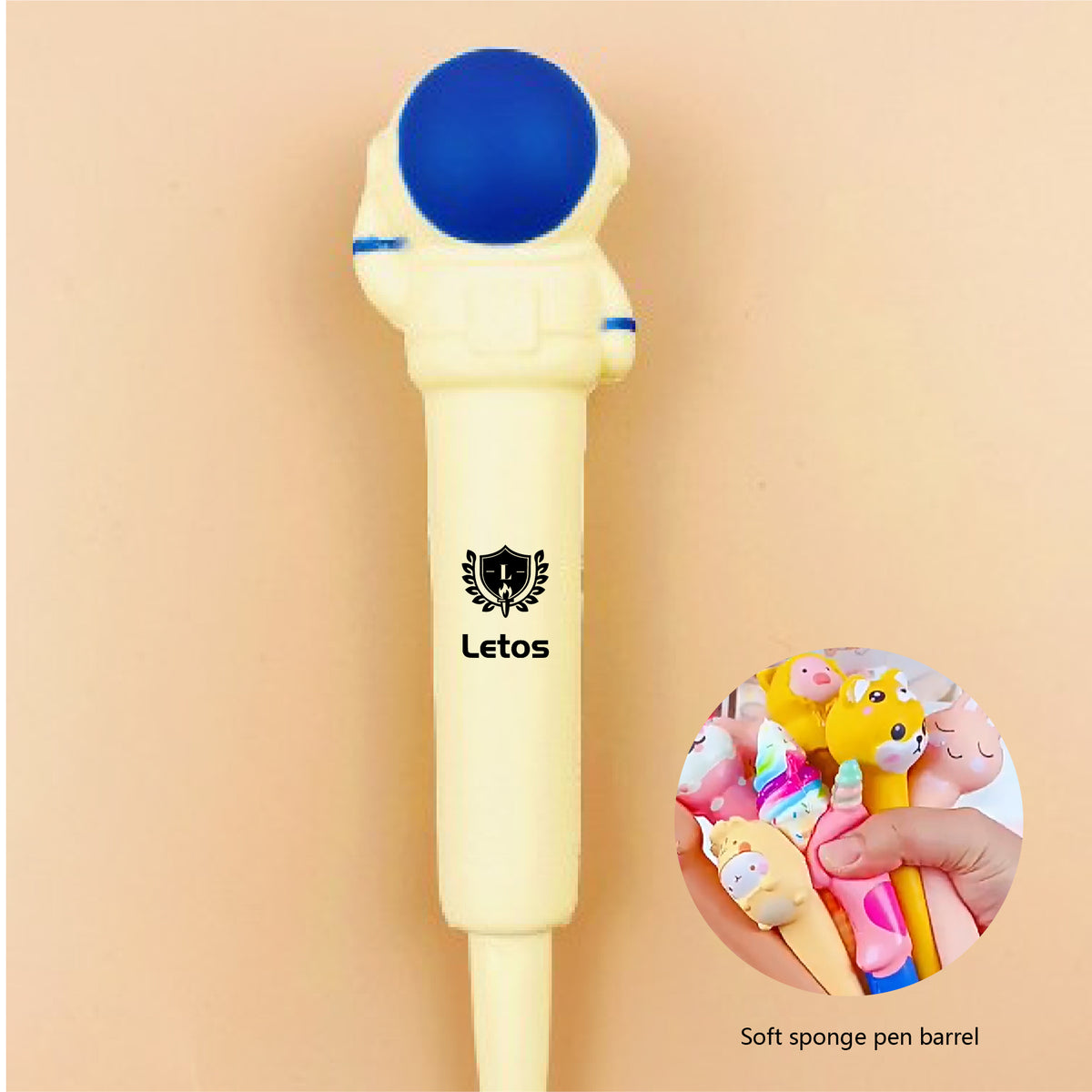 Astronaut Stress Reliever Pen 2" 1 Squeeze Toy Pen PU Foam Gel Ink Pen