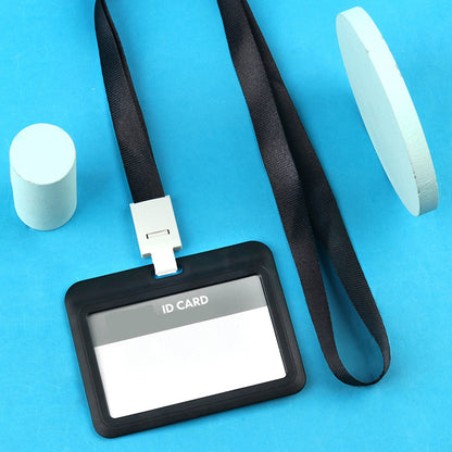 Plastic Horizontal Badge Holder ID Card Holder With Lanyard
