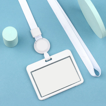 Plastic Horizontal Badge Holder With Retractable Lanyard