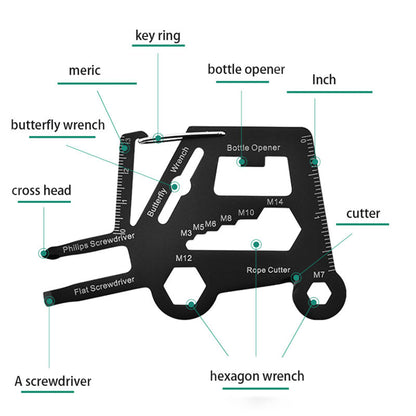 Stainless Steel Fork Truck Shape Pocket Tool Card