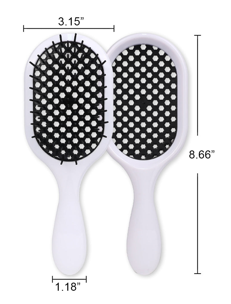 Hollow Out Hair Brush Massage Detangling Comb With White Grip For Dry & Wet Hair