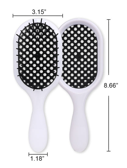 Hollow Out Hair Brush Massage Detangling Comb With White Grip For Dry & Wet Hair