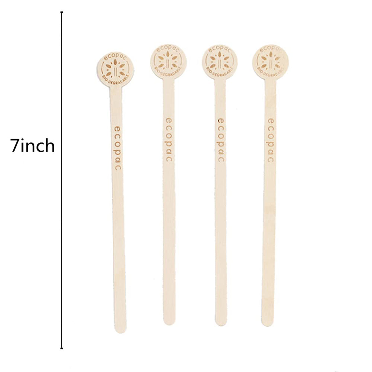 7" L Disposable Wood Round End Coffee Mixer Swizzle Drink Sticks