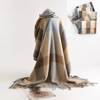 71'' Winter Plaid Cashmere Feel Scarf