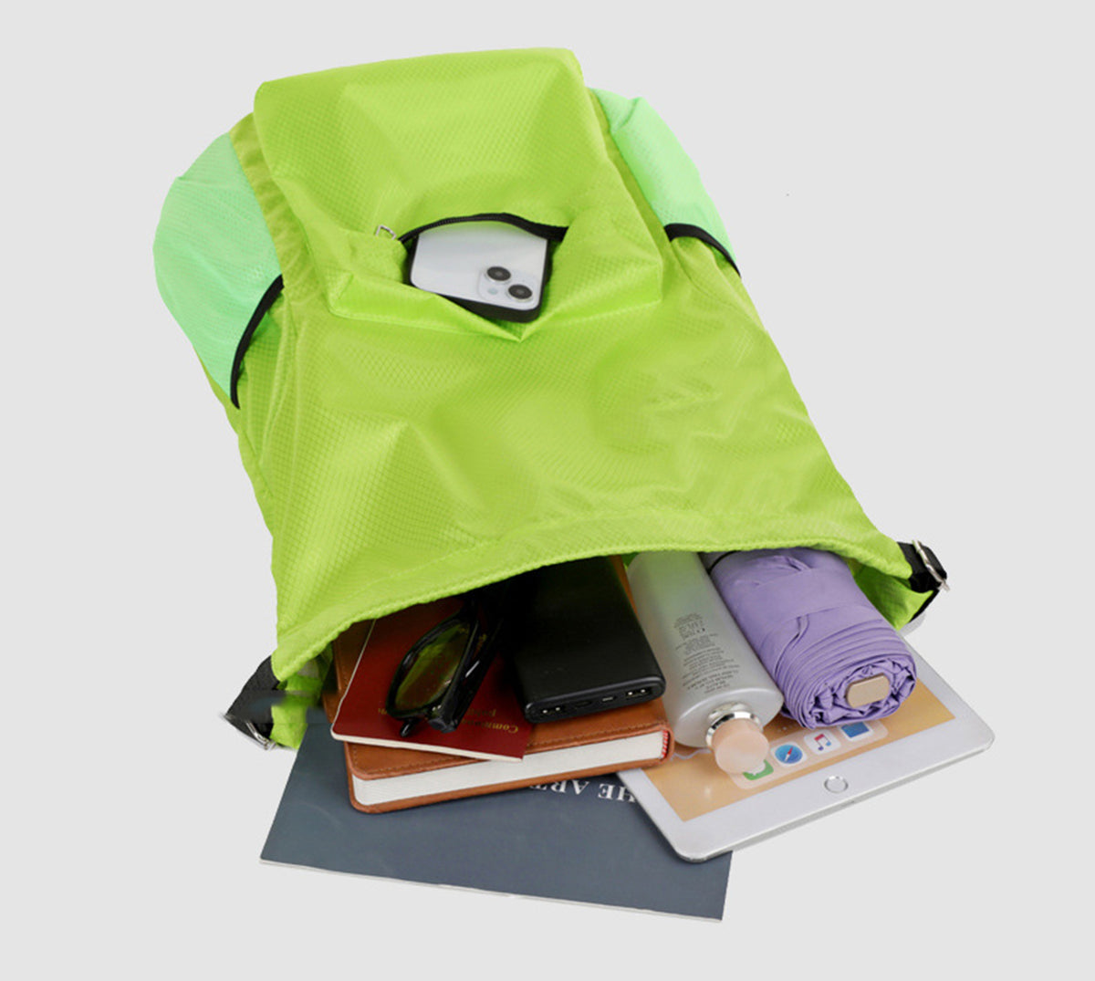 18 x 12.67" Drawstring Backpack, Waterproof Sports Gym Bag with Side Pocket