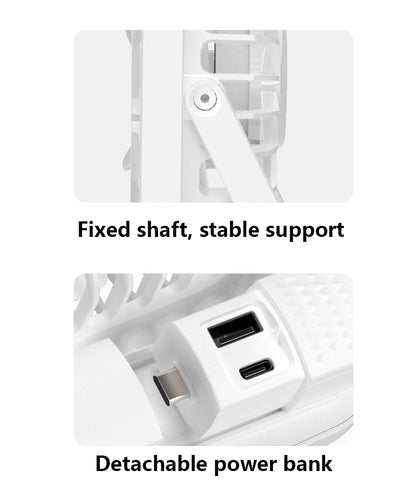 1200mAh Power Bank Desk Fan USB Rechargeable Fan Hook Hanging Fan