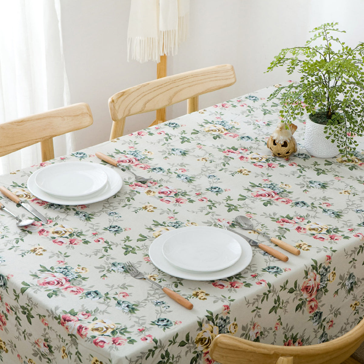 Spring Summer Floral Round Tablecloth