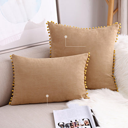 15 x 8" Pompoms Pillowcase Boho Ball Tassel Trimmed Pillowshams Pompom Fringe Cute Pillowcase