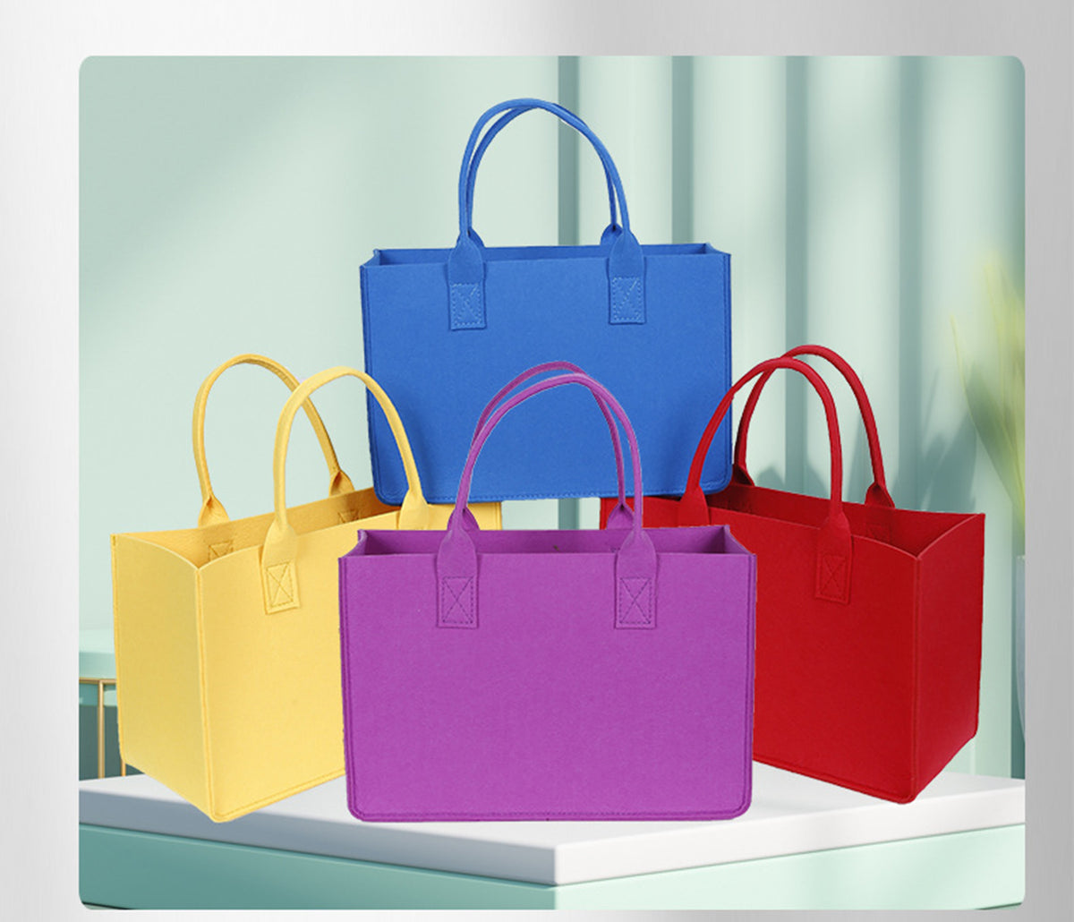 Felt Tote Bag Large Capacity Grocery Bag Portable Reusable Bag with Handle ( Large )