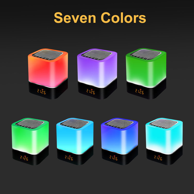 1200 mAh Colorful Touch Sensor Night Lamp Speaker LED Radio Alarm Clock Wireless Speaker