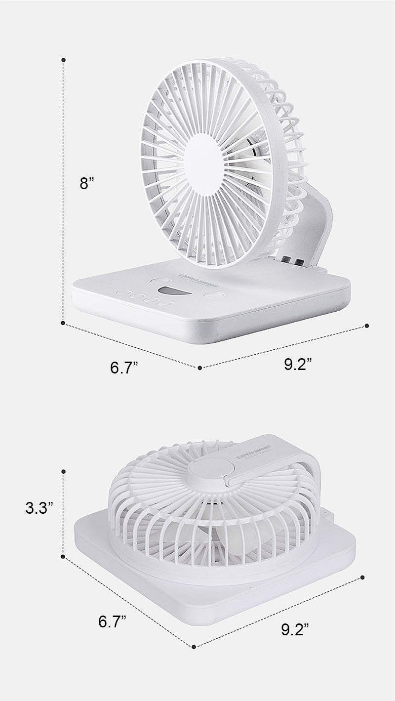 3" 1 Design Foldable Desk Fan With Wireless Charging For Phone Night Light