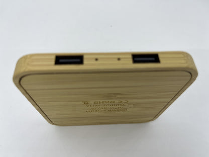 10W Bamboo Square Wireless Charger W/Dual USB Output
