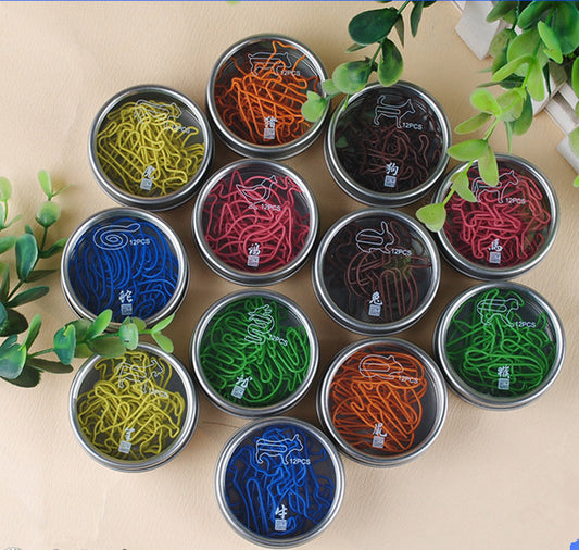 Originality Mixture Chinese Zodiac Metal Clip Tin