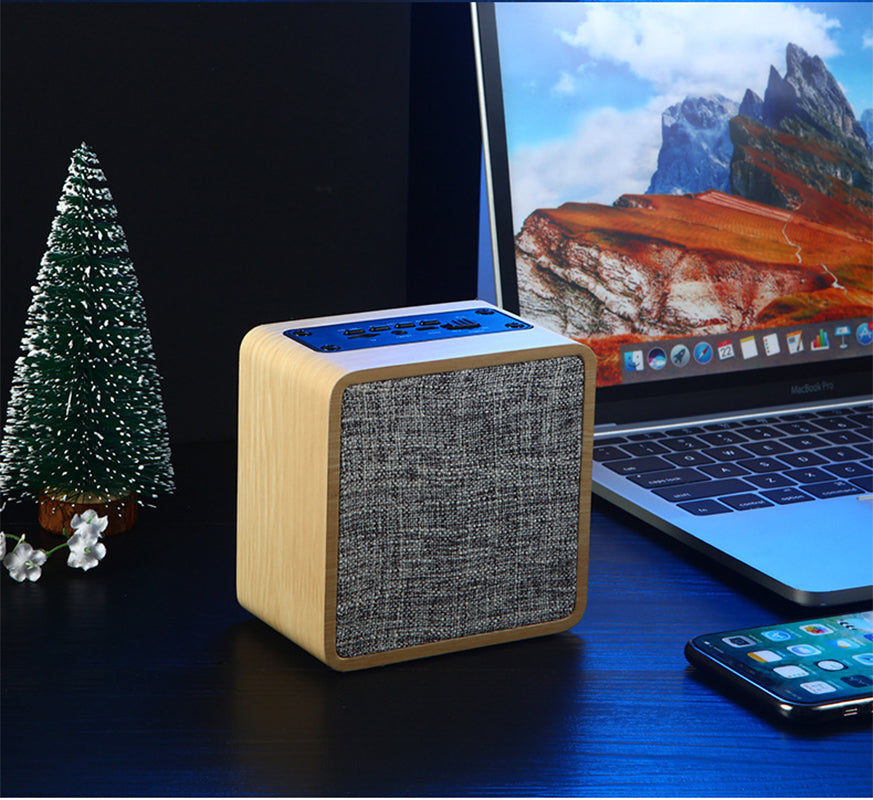 Stereo Sound Wood Fabric Square Wireless Speaker