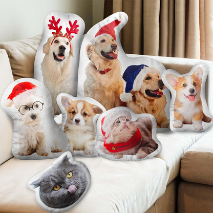 15'' to 20" Custom Pet Pillow with Photo Personalized Photo Shaped Dog Cat Face Pillow