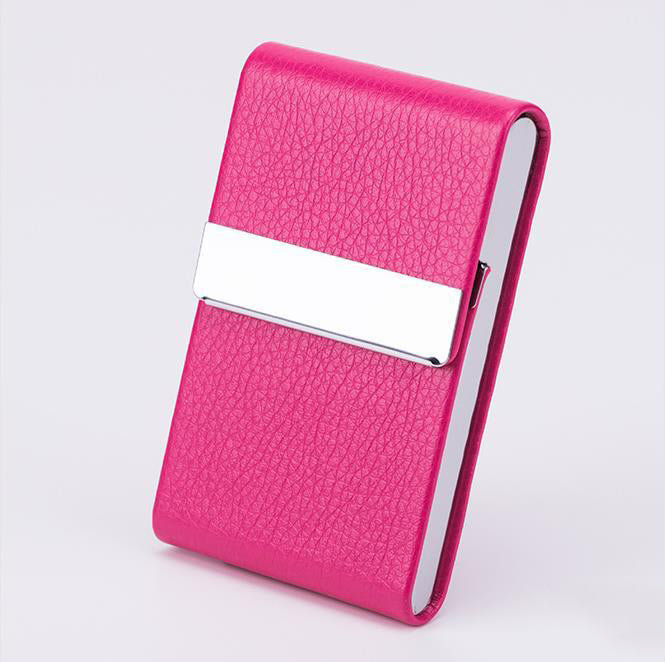 Business Card Cases PU Leather Name Card Holders Stainless Steel Multi Card Holders for Men Women