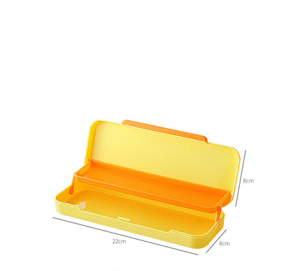 Plastic Pencil Case with Snap-Tight Lid Double Layer