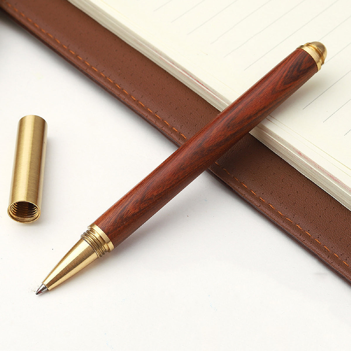 Luxury Meeting Pen Wood Pen with Pen Cap Wooden Pen Business Journaling Black Ink Pen