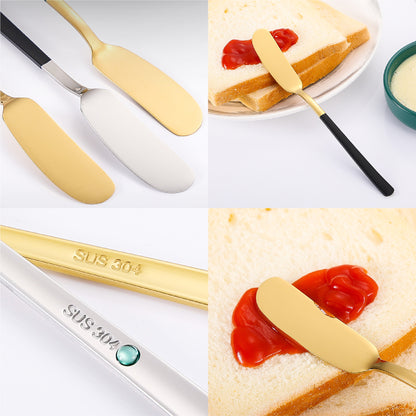 304 Stainless Steel Butter Spreader Iridescent Color Jam Spreader Silver Handle