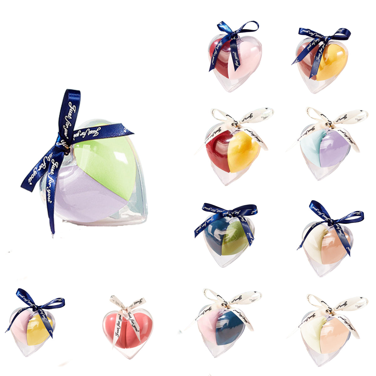 Duo - Pack Heart - Shaped Dual - Use Makeup Sponges with Protective Case