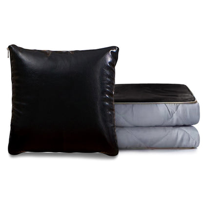 PU & Velvet 2-in-1 Pillow Blanket (15.7x15.7 Inches) – Silky Cotton Filling