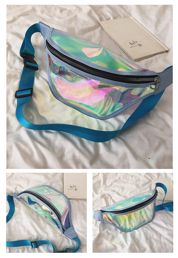 PVC Water Resistant Shiny Waist Bag Laser Waist Bum Bag W/Adjustable Belt
