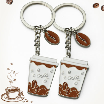 Coffe Cup Shape Die Struck Keychain Enamel Keychain 1.97" x 1.10"