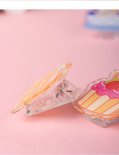 Cake Shaped Acrylic Album Memo Clip Bag Binder Sealing Clip Food Bag Clamp-Two Sides Imprint
