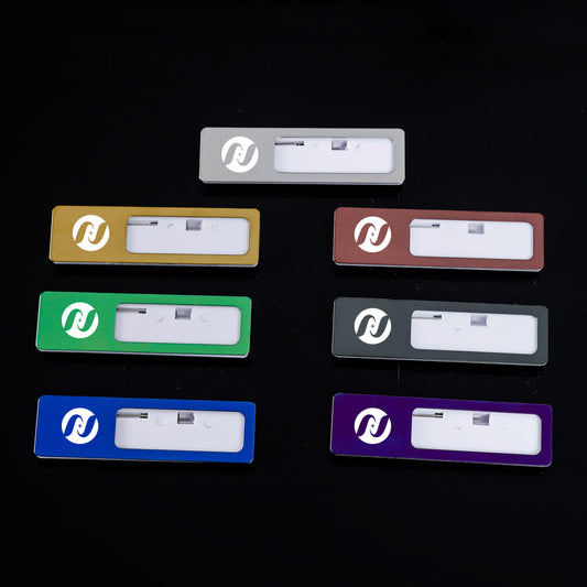 Professional Aluminum Alloy Name Tags Nameplate Badge with Safety Pin & Window #6