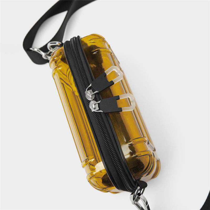 Transparent PC Hard Body Shoulder Bag Zipper Crossbody Bag
