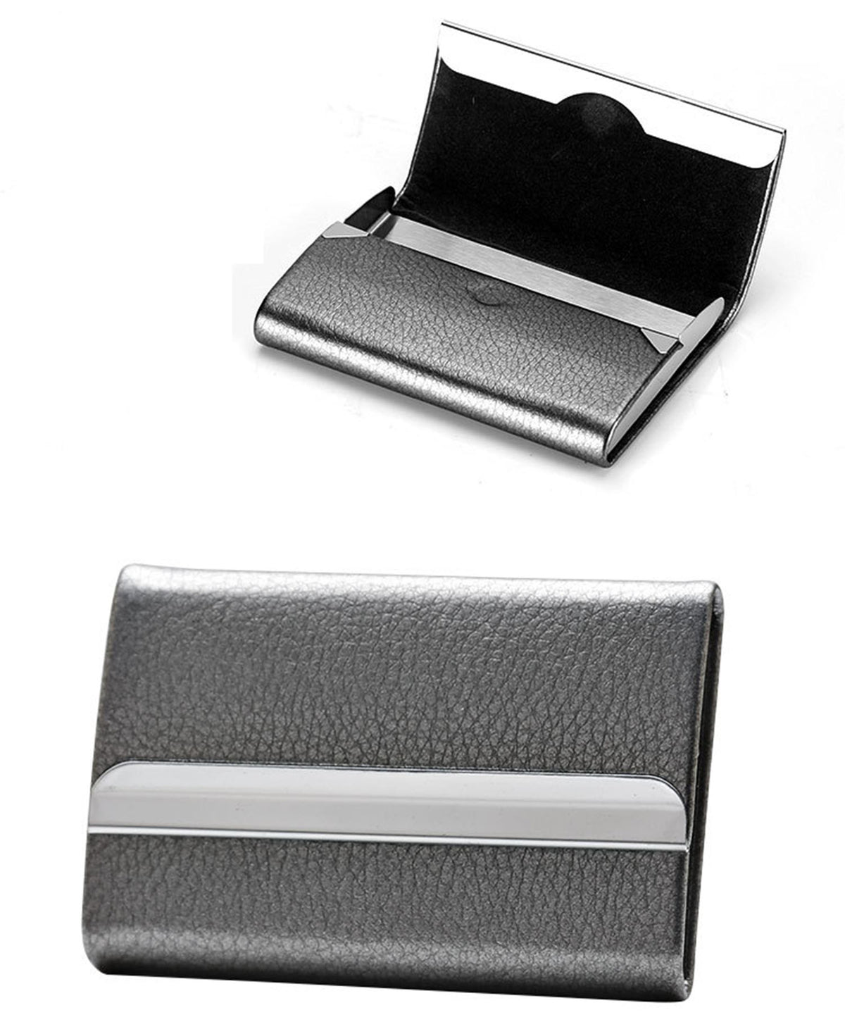 Business Card Cases PU Leather Name Card Holders Stainless Steel Multi Card Holders for Men Women