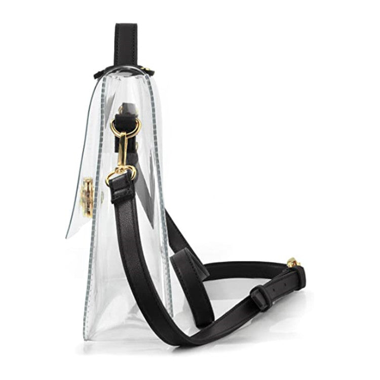 Women`s PVC Transparent Clutch Clear Purse Crossbody Bag with Leather Strap Stadium Approved Bag