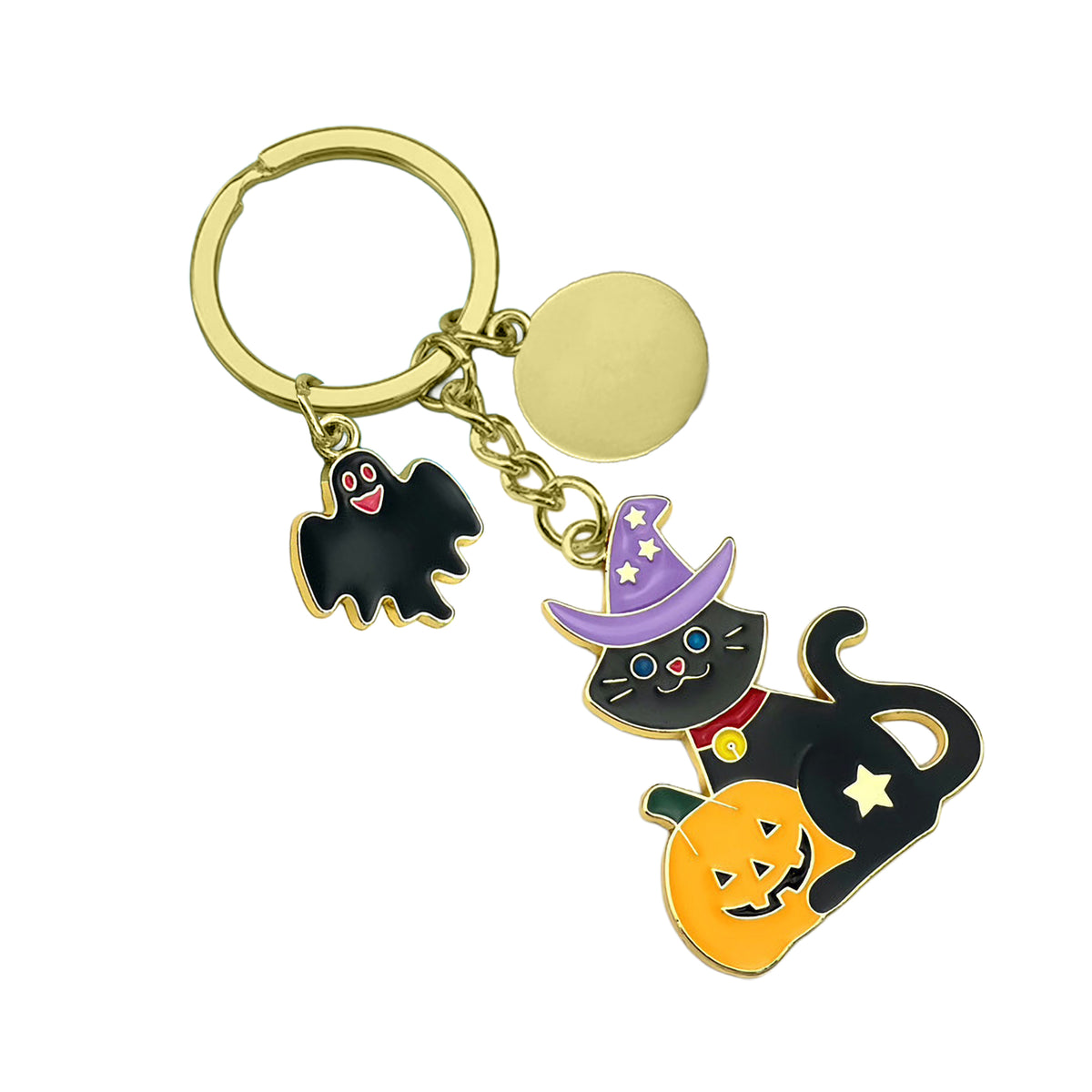 Halloween Pumpkin Cat Keychain