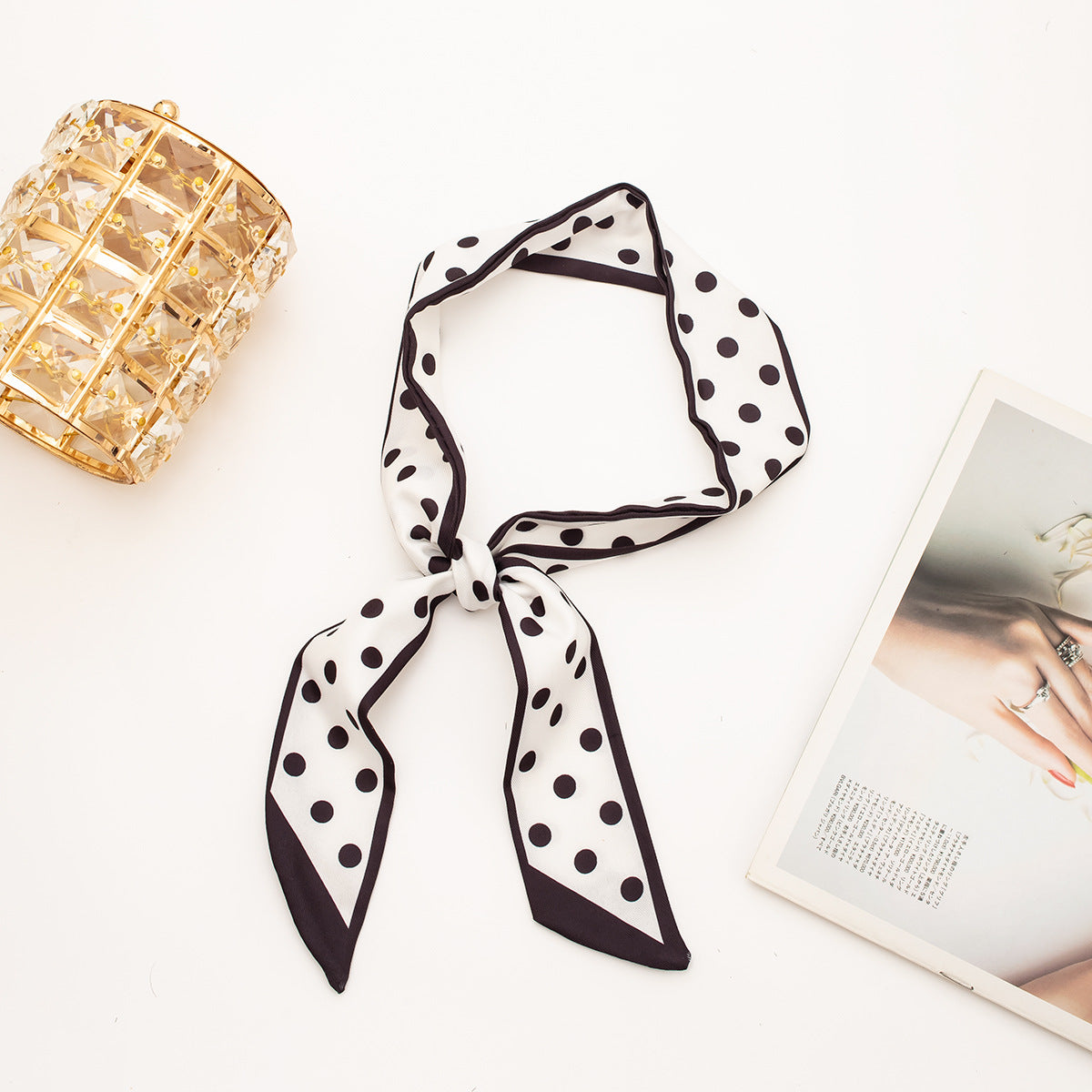 35" x 2" Full Custom Long Neckerchief Ribbon Scarf Hairband Handbag Wrap Scarf Neck Tie #1-Polka Dot