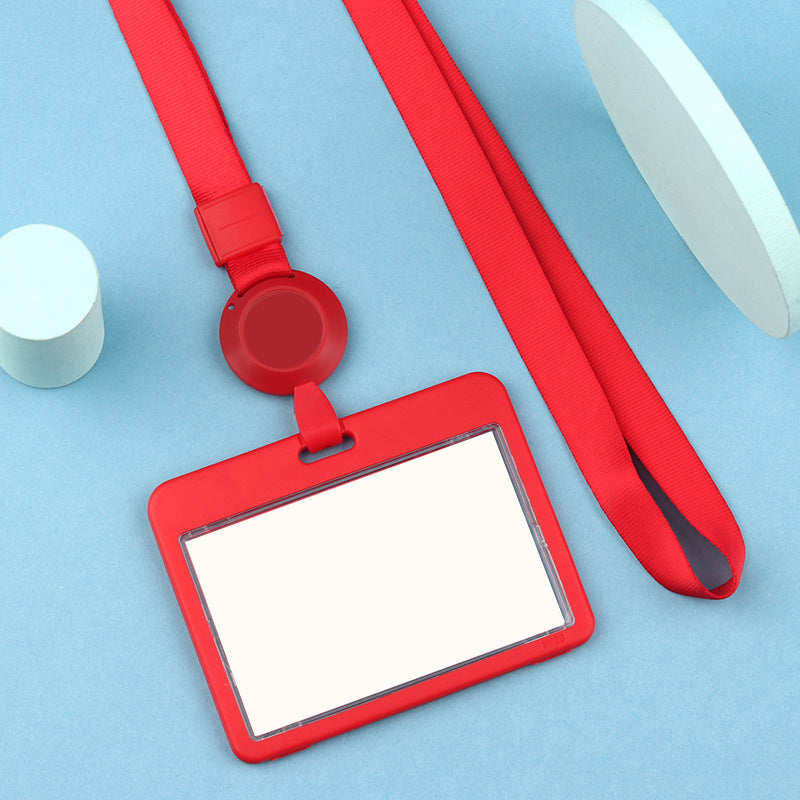 Plastic Horizontal Badge Holder With Retractable Lanyard