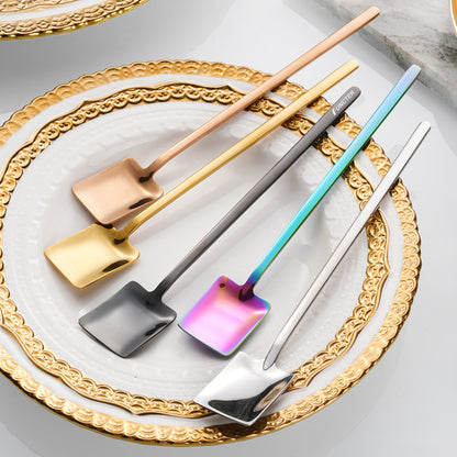 304 Stainless Steel Long Handle Shovel-Shaped Ice Cream Scoop Stirring Spoon