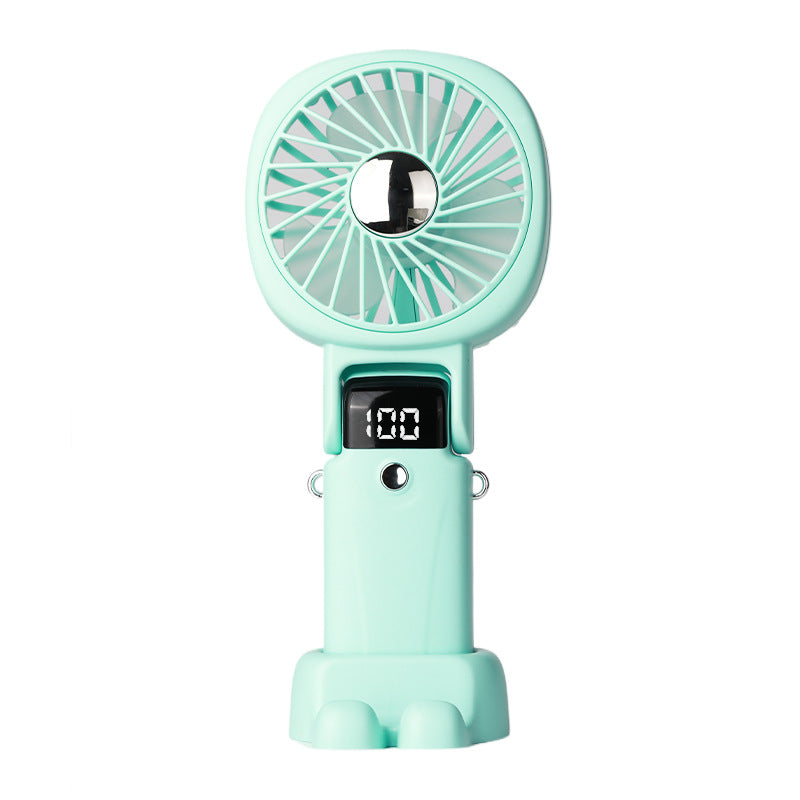 Rechargeable Mini Fan Handheld Fan Neck Fan With Battery Display Phone Stand With Lanyard